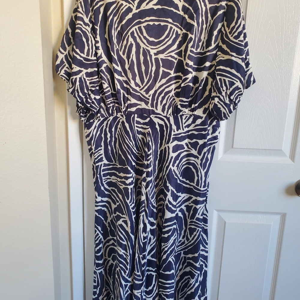 Anthropolgie Navy Blue White Zebra Pattern Plus Size Womens Dress - Picture 9 of 16